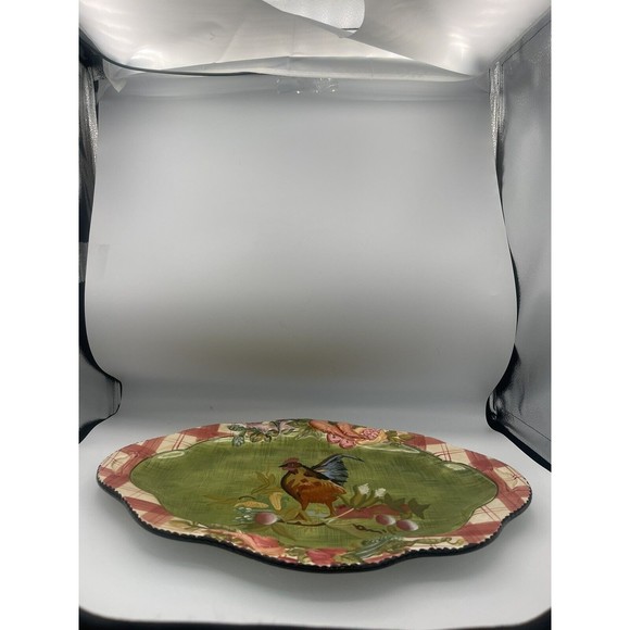 TRACY PORTER STONEHOUSE FARM COLLECTION 18.5" OVAL PLATTER ROOSTER Chicken Green - Picture 7 of 7
